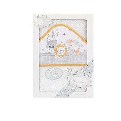 Abbildung von Interbaby 01229 72 Baby Kapuzenbadetuch ANIMALITOS weiß und orange, Orange
