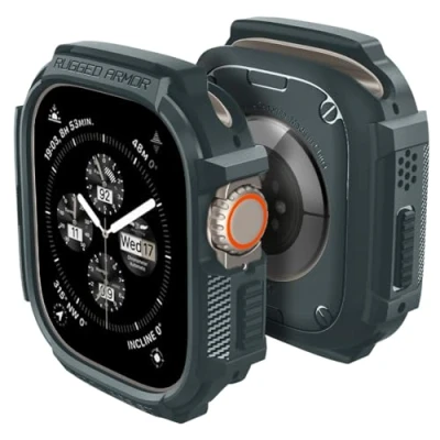 Abbildung von Spigen Rugged Armor Hülle Kompatibel mit Apple Watch Ultra 2 (2023) / (2022) 49mm Abyss Green