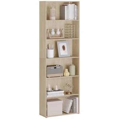 Abbildung von WOLTU Bücherregal, Regal mit 6 verstellbaren Ebenen, offenes Standregal, Raumteiler stehend, Aufbewahrungsregal für Wohnzimmer, Büro, Schlafzimmer, 60x180x23,5 cm, helle Eiche，SK052hei