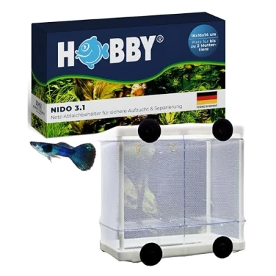 Abbildung von HOBBY Aquaristik Nido 3.1 I 16 x 14 cm Netz Ablaichbehälter zum Separieren von trächtigen Fischen und zur Aufzucht Jungfischen Fisch Ablaichkasten für Aquarien Aquarium Zubehör