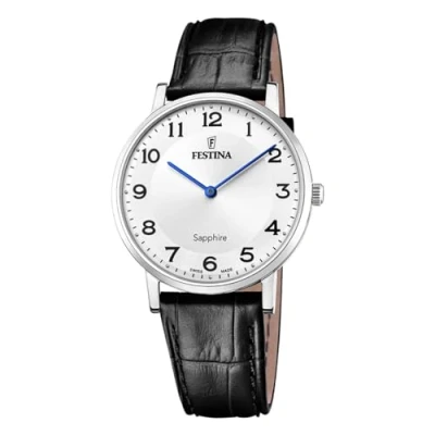 Abbildung von Festina Uhr Für Herren F20012/5 Swiss Made Silber Edelstahl Case SchwarzLeder Band