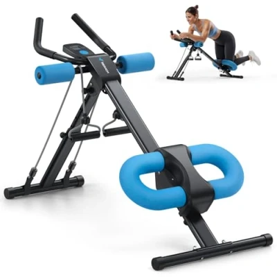 Abbildung von MERACH Bauchtrainer Bauchmuskeltrainer für Zuhause Multifunktionale Trainingsgerät Ganzkörpertraining Abdominal Ab Machine mit LCD Monitor Bauchmuskeltraining Schwarz