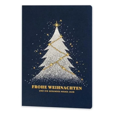 Abbildung von Art Nuvo EXKLUSIVE WEIHNACHTSKARTEN SATZ VON 10 GLEICHE KARTEN, 120x170mm, VERGOLDETE UND GEPRÄGTE WEIHNACHTSMOTIVE HERGESTELLT AUS SCHMUCKPAPIER MIT EINLAGEN UMSCHLÄGEN, ACH046A