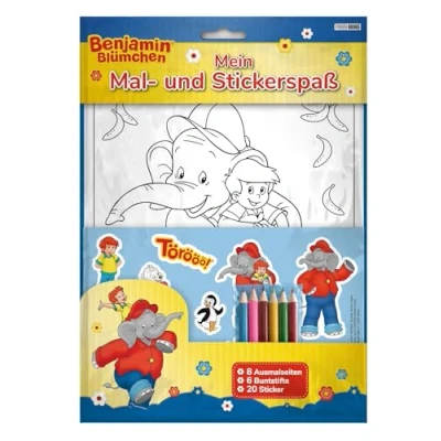 Abbildung von Benjamin Blümchen: Mein Mal und Stickerspaß: Ausmalseiten, Sticker Buntstifte