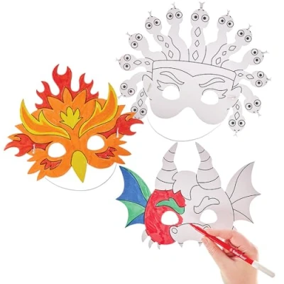 Abbildung von Baker Ross FN079 Fabelwesen Masken zum Ausmalen 10er Pack, Faschingskostüme, Kunst und Kunsthandwerk
