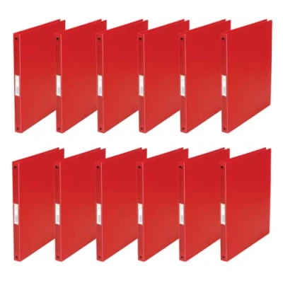 Abbildung von Q Connect KF02920 Ringbuch / 12 Stück/ A4 4 Ring 16 mm/Farbe: Rot Transparent/aus Starkem Transluzente PP Folie 22 mm Rücken/Ringhefter Plastik/Ringordner Schmal Dünne Ordner