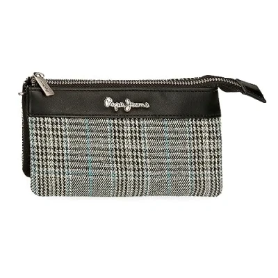 Abbildung von Pepe Jeans Kendra Geldbörse mit DREI Fächern, Schwarz, 17,5 x 9,5 2 cm, Polyester Details aus Kunstleder, Talla única, Fächern
