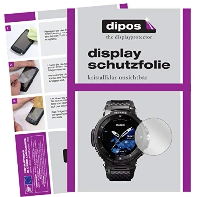 Abbildung von dipos I 2X Schutzfolie klar kompatibel mit Casio Pro Trek smart WSD F30 Folie Displayschutzfolie