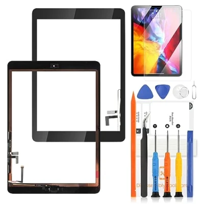 Abbildung von LADYSON Touchscreen für iPad Air 1 1st 9.7 2013 Digitizer Bildschirm 5 A1474 A1475 A1476 Ersatz Reparatur Set mit Home Button (kein LCD Display) (weiß)