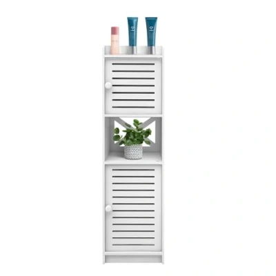 Abbildung von HUOLE Badezimmerschrank Schmal Hochschank Stehender Badschrank Badmöbel Schrank Toilettenschrank mit Klopapierständer 22 * 20 75cm weiß