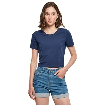 Abbildung von Build Your Brand Damen BY042 Ladies Cropped Tee T Shirt, lightnavy, XXL