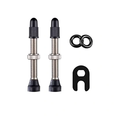Abbildung von HZJD 2 Stück Fahrrad Tubeless Air Valve Vorbau, Vorbau(40 mm), 1 Ventileinsatz Entfernerwerkzeug