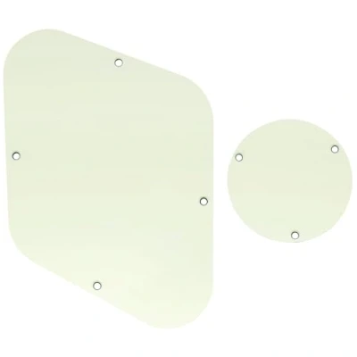 Abbildung von Musiclily LP Gitarren Control Plate BackPlate und Switchplate Schalter Abdeckplatte Set for USA Les Paul E Gitarre, 3 lagig Elfenbein