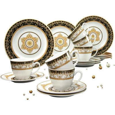 Abbildung von CreaTable Kaffeeservice &quot;Geschirr Set Majestosa&quot;, (Set, 18 tlg., Kaffeegeschirr für 6 Personen), Service, Dekor schwarz abgesetzt, Teile, Personen