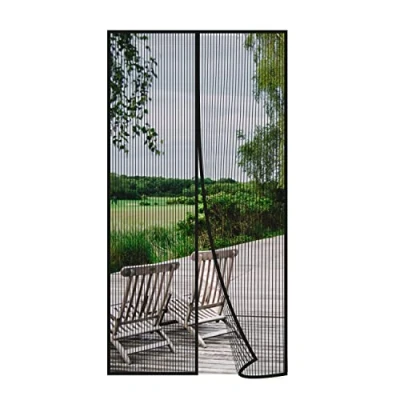 Abbildung von Risareyi Magnet Fliegengitter Tür 60x180cm, Schwarz Insektenschutz Balkontür Ohne Bohren, Fenster Automatisches Schließen für Terrassentür mit Klettband