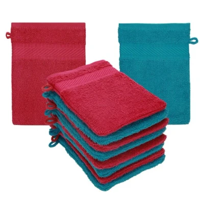 Abbildung von Betz Waschhandschuh 10 Stück Waschhandschuhe PALERMO Gr 16x21 cm Farbe cranberry petrol, (Set)