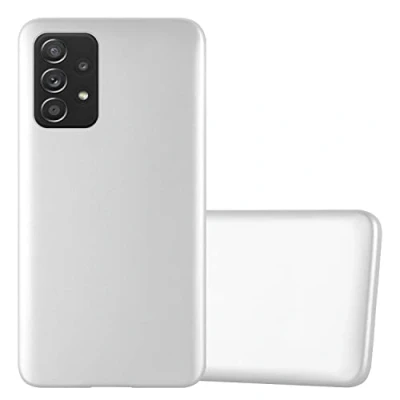 Abbildung von Cadorabo Hülle kompatibel mit Samsung Galaxy A52 (4G 5G) A52s Schutzhülle TPU Silikon Case Metallic Design Slim Kratzfest Weiche Gummi Rundumschutz für in Silber