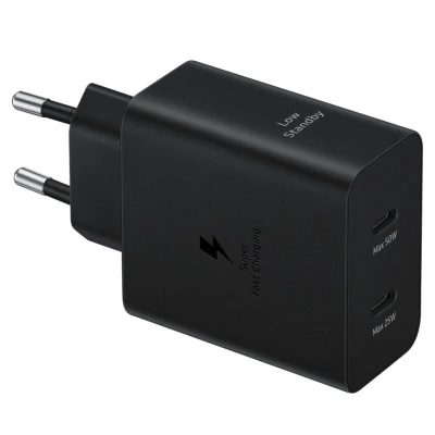 Abbildung von Original Samsung Schnellladegerät Fast Charge mit USB C Kabel 50W Schwarz