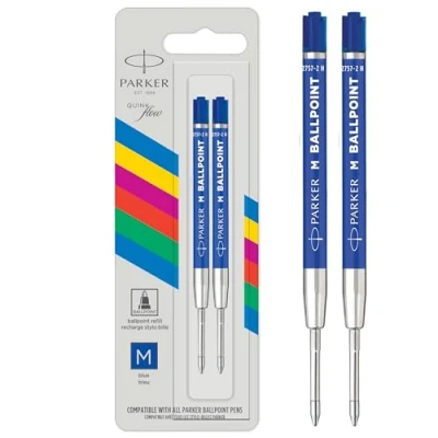 Abbildung von Parker Kugelschreiberminen mittlere Schreibspitze blaue QUINKflow Tinte 20 Ersatzminen für Kugelschreiber