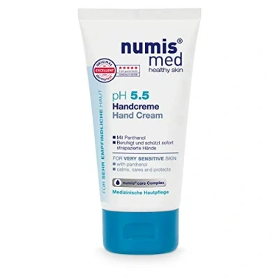 Abbildung von numis med Handcreme ph 5.5 Hautberuhigende Hand Creme für sehr empfindliche &amp; sensible Hände vegane Hautpflege ohne Silikone, Parabene Mineralöl (1x 75 ml)