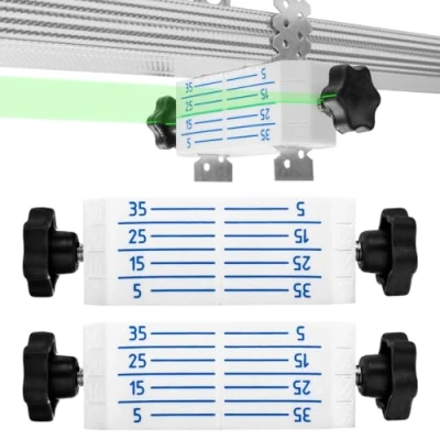 Abbildung von 2 x Nivelliersystem für abgehängte Decken, Schnell Montagewerkzeug, Deckennivellierungshalter Profil CD60 ES Gipskartonplatte Regips, Deckenabhänger trockenbau, Direktabhänger, Laser Zieltafel