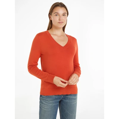 Abbildung von Tommy Hilfiger Stitch Strickpullover, Damen, Größe: XXL, Terra red
