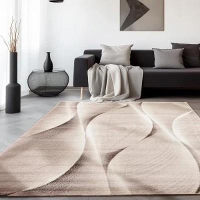 Abbildung von Designteppich Ombre Design, SIMPEX24, Läufer, Höhe: 12 mm, Modern Kurzflor Teppich Wohnzimmer Wellen Holz Optik versch. größe