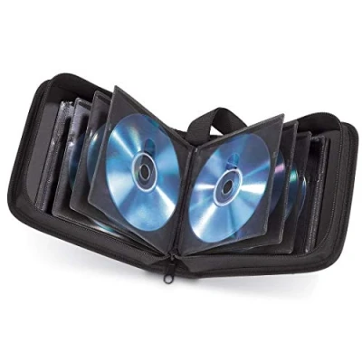 Abbildung von Hama CD Tasche für 20 Discs / DVD Blu ray (Mappe zur Aufbewahrung , platzsparend Auto und Zuhause, Transport Hüllen) Schwarz