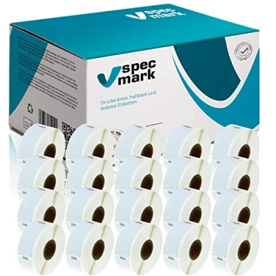 Abbildung von specmark 20 Etiketten Rollen kompatibel mit DYMO 11352 25mm x 54mm S0722520 500 Stück zu allen Etikettendruckern Label Writer 450 4XL Seiko SLP