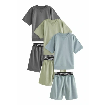 Abbildung von Next 3 PACK Regular FIT Nachtwäsche Set für Kinder, Größe: 170, Sage green