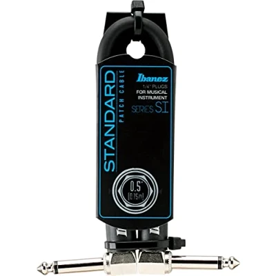 Abbildung von IBANEZ SI Serie (Standard) Instrumentenkabel 2 abgewinkelte Stecker Patch Kabel Klinke/Klinke Klinke, Schwarz 0,15 m / 0,5 ft (SI05P)