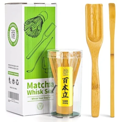 Abbildung von TEANAGOO Matcha Set MatchaBesen Zubehör, Whisk(Chasen), traditionelle Schaufel (Chashaku), Teelöffel, Schneebesenhalter, I5, Das perfekte für die Zubereitung einer Tasse Matcha.