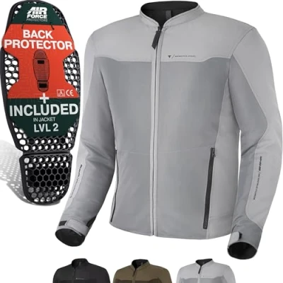 Abbildung von SHIMA OPENAIR Motorradjacke Herren Leichte, Atmungsaktive Sommer Mesh Motorcycle Stadt Textiljacke Männer mit CE Schulter Ellbogen und Rückenprotektoren, Breitenverstellung (Grau, XL)
