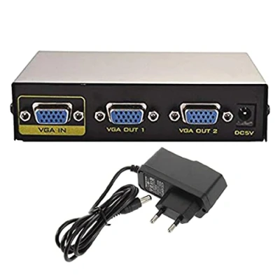 Abbildung von Aukson D12C 2 Port VGA Splitter Box 1 PC auf Monitore, SVGA Verteiler 1920x1440 60Hz, In Out für LCD/CRT Monitor, TV, Laptop, Projektor, DVD Player