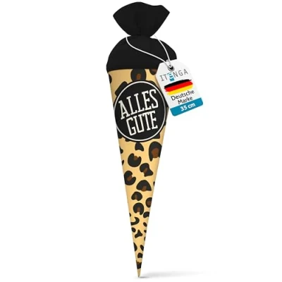 Abbildung von itenga Schultüte Geschwister 35cm Muster Leopard A