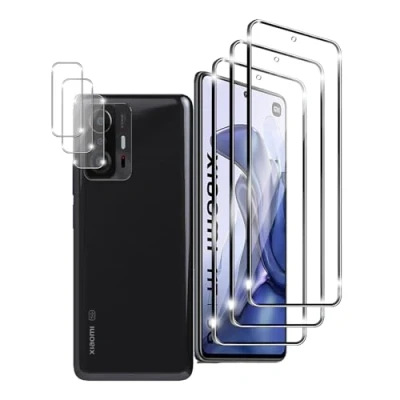Abbildung von Ljietr 3+3 Stück Schutzfolie für Xiaomi 11T Panzer Schutz Glas, 3 Panzerfolie und Kamera Schutzglas, HD Displayschutzfolie, 9H Härte