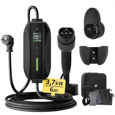 Abbildung von dé Typ 2 Ladekabel Schuko 3,68kW[1 phasig, 6m, 6 16A], EV Chargers mit Steuerbarer Digitalanzeige für Elektroauto, Ladegerät 3008/508, C5X, DS7, GLA, Q3, X3, ZOE, ID.3, ID.4 und Anderen PHEV/EV