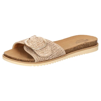 Abbildung von Mustang Shoes Pantolette, Flats, Sommerschuh, Sandale in Flechtoptik