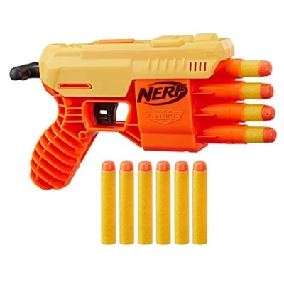 Abbildung von Hasbro E6973 QS 4 Nerf Alpha Strike Spielzeug Blaster inklusive zehn Elite Darts für Kinder, Teenager, Erwachsene