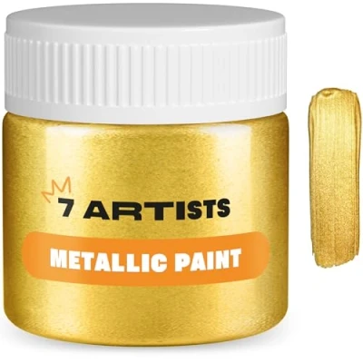 Abbildung von 7 Artists Acrylfarben Rich Gold 50 ml Metallic Acrylfarbe Glitzer Lackfarbe Acryl Farbe