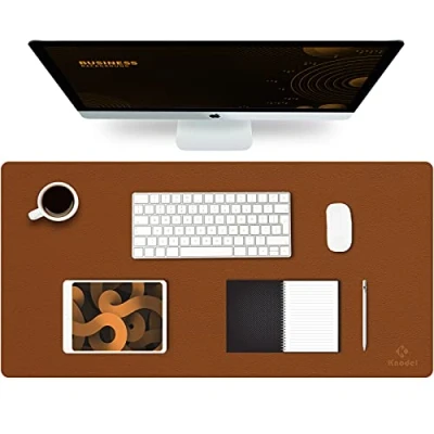 Abbildung von K KNODEL Tischunterlage, Schreibtischunterlage, 80 x 40cm PVC Laptop wasserdichte Schreibunterlage für Büro oder Heimbereich, doppelseitig (Braun/Grau)