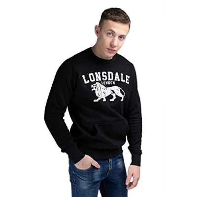 Abbildung von Lonsdale Men&#039;s KERSBROOK Sweatshirt, Black/Ecru, S