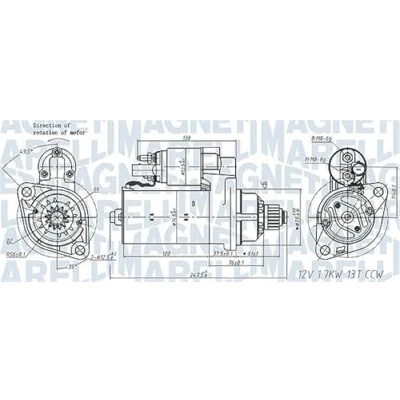 Abbildung von MAGNETI MARELLI 063721508010 Anlasser 12 1,7 13 VOLKSWAGEN: Passat B6 Variant, Caddy 3 Kombi, GOLF 6, SEAT: Ibiza 4 Schrägheck, Alhambra II, Altea XL