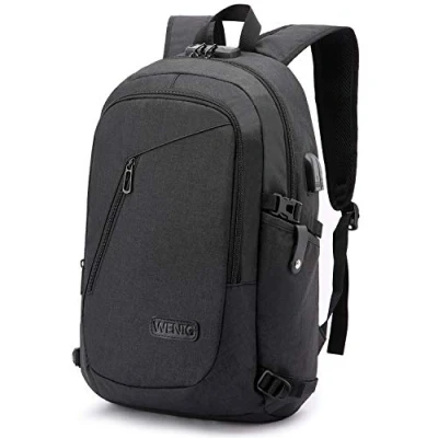 Abbildung von WENIG Laptop Rucksack Herren Anti Diebstahl Laptoptasche 15.6 Zoll für Arbeit mit USB Ladeanschluss Business Reisen Männer Notebook wasserdichte Schulrucksack Jungen Teenager Schwarz