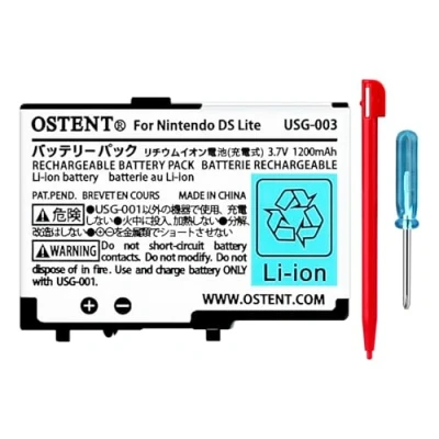 Abbildung von OSTENT 3.7V 1200mAh Wiederaufladbarer Li Ion Polymer Lithium Ionen Akku Pack Werkzeugsatz Stift für Nintendo DSL NDS Lite