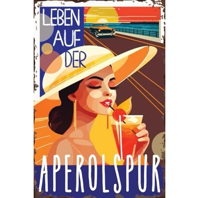 Abbildung von Großes 30 x 40 cm Retro Blechschild, Bar Schild, Cocktail Rezept, Summer Feeling Aperol Spritz Prosecco (Leben auf der Aperolspur)