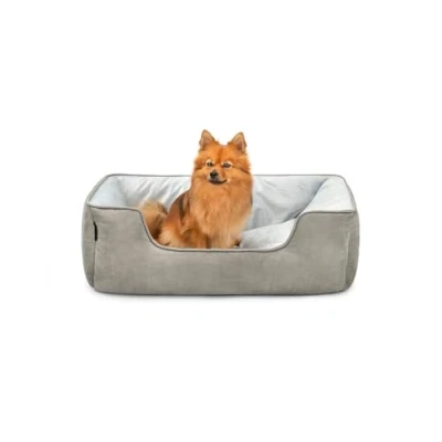 Abbildung von lionto Tierkissen 2 in 1 Hundebett Wildlederoptik, mit Wendekissen, dunkelgrau/grau, 80 cm x 60