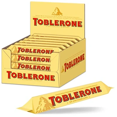Abbildung von Toblerone Schokolade Riegel Feine Schweizer Milchschokolade mit Honig und Mandelnougat Thekendisplay 24 à 35g