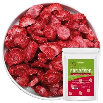 Abbildung von Saliamo 300g gefriergetrocknete Erdbeeren Scheiben getrocknet Erdbeerchips pure Frucht 100 %