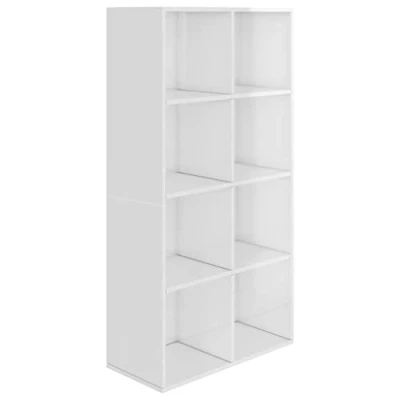 Abbildung von vidaXL Sideboard Bücherregal, Bücherschrank mit 8 Fächern, Würfelregal Standregal für Wohnzimmer, Büroregal Aktenregal, Hochglanz Weiß Holzwerkstoff
